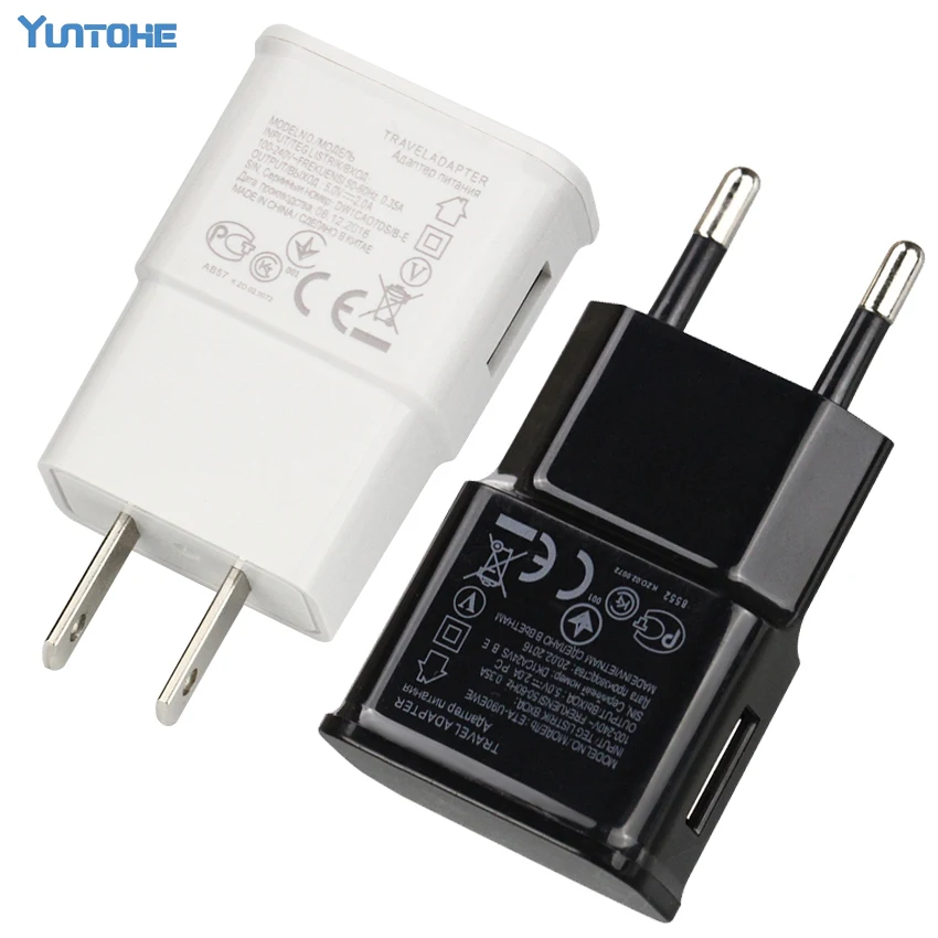 

100% Real 5V 2A EU US Wall Charger Adapter for LG Sony Samsung Galaxy S8 S7 Mini Note 2 3 4 Plug Travel Charger 5pcs/lot