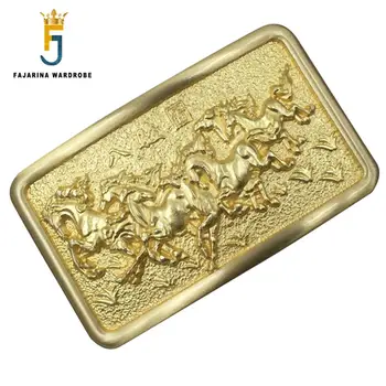 

FAJARINA Euramerican Smooth Buckle Styles Exquisite Eight Horses Map Embossed Belt Buckle Solid Brass Buckles for Men BCK005