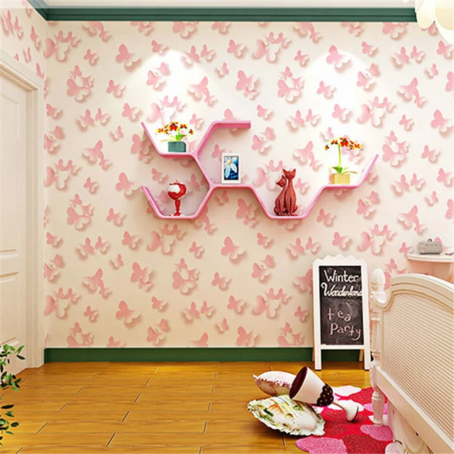 Beibehang Modern Simple Stereo Pink Erfly Wallpaper Bedroom Beibehang Modern Simple Stereo Pink Erfly Wallpaper Bedroom Living Room Children S Princess