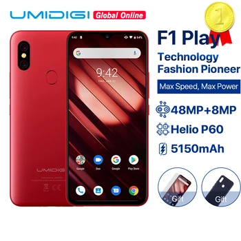 

UMIDIGI F1 Play Android 9.0 6GB RAM 64GB ROM 48MP+8MP+16MP Cameras 5150mAh 6.3" FHD+ Helio P60 Global Version Smartphone Dual 4G