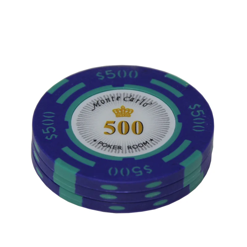 Глиняные Техасские покерные фишки 14 г набор глиняных монет казино 40 мм Монета покерные фишки развлечения монеты доллара 3 шт./лот - Цвет: 500