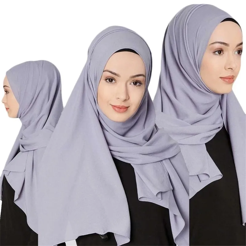 

2019 Muslim Women Hijab Scarf Soft Solid Chiffon Islamic foulard femme musulman hijabs Shawls and Wraps Headscarf hoofddoek