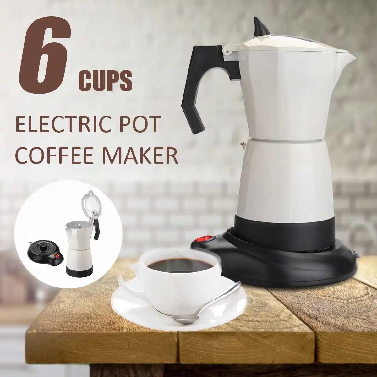 

6 Cups Electric Tea Coffee Maker Pot Espresso Machine Mocha Home Office 480W 5 Minutes Coffee Machine Office Kitchen Tool