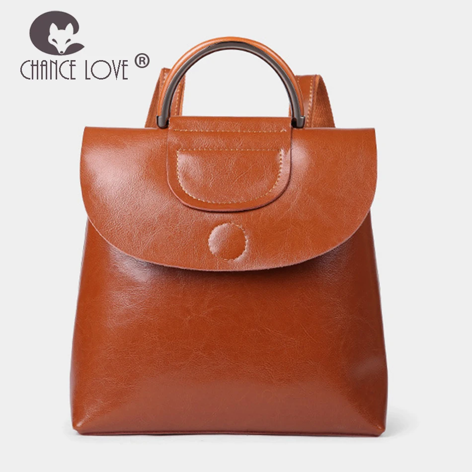 

Chance Love 2018 summer new female backpack fashion retro style wild Genuine leather leather travel lady Casual Tote backpack