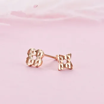 VOJEFEN 18K Rose Gold Star and Flower Stud Earrings for Women and Men Gold Asymmetry Earrings Flower Star CZ Small Earrings 4