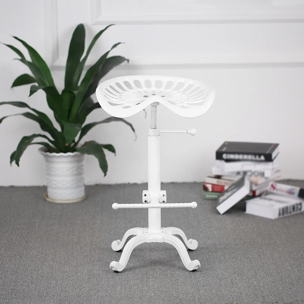 

Ikayaa Industrial Styled Tractor Seat Stool Iron Tractor Bar Stool Adjustable Height Swivel Metal Barstool Chair W/ Footrest