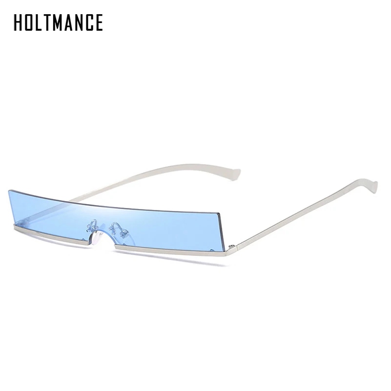 

New Stylish Retro Small Women Sunglasses Men Rectangle Half rim Frame Conjoined Lens Eyeglasse Cyber Celebrity Favor Shades Gift