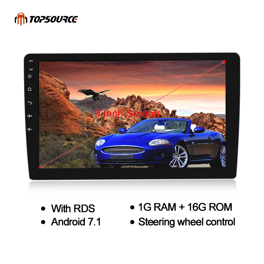 

TOPSOURCE Car Multimedia Player 9 Inch 2 Din Android 7.1 Car Radio Player For Universal Car dvd Player WIth GPS Wifi RDS AV OUT