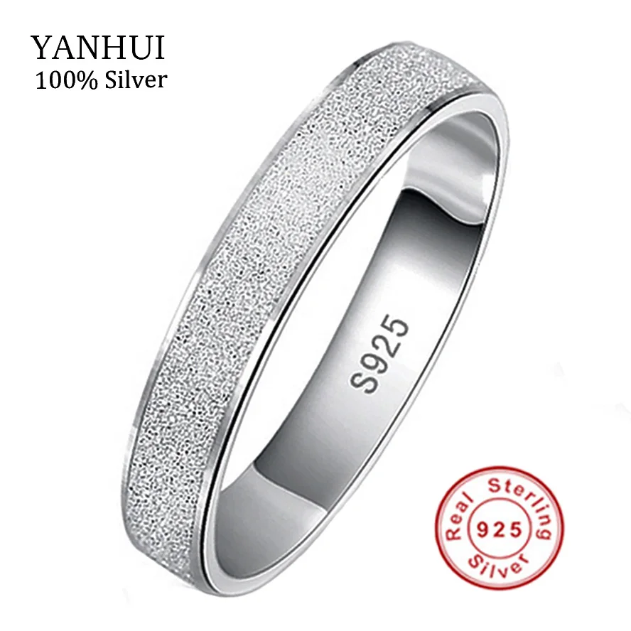 

Fashion Real 100% 925 Sterling Silver Ring with Frosting Surface Elegant Silver Couple Rings for Lovers Wedding Jewelry JZRG06