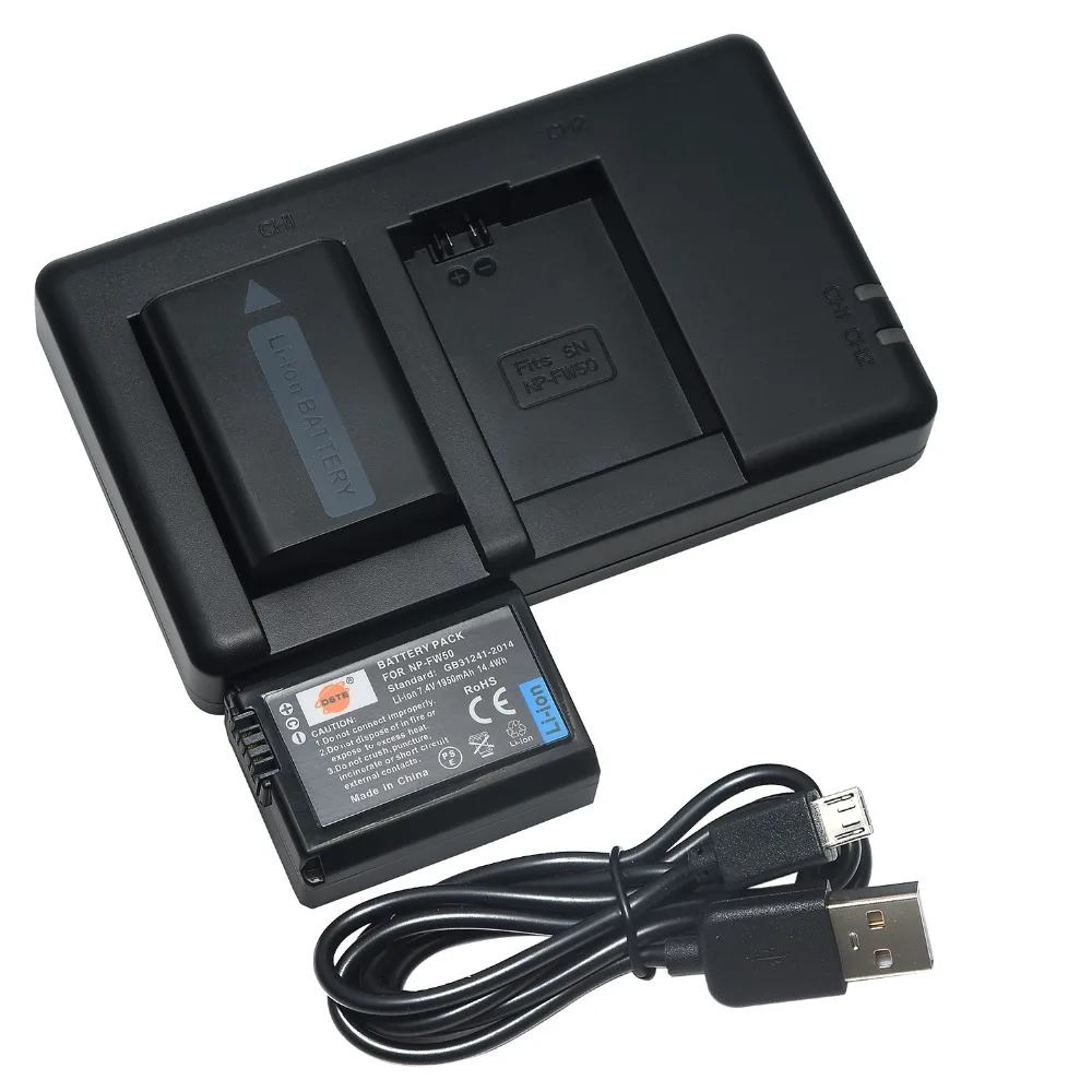 Kaufen DSTE Dual Slot Ladegerät mit 2PCS NP FW50 NP FW50 np fw50 Batterie für Sony NEX 3DW, NEX 5N, ST A37, NEX 3KS, A7, a6500, a6400, a6100