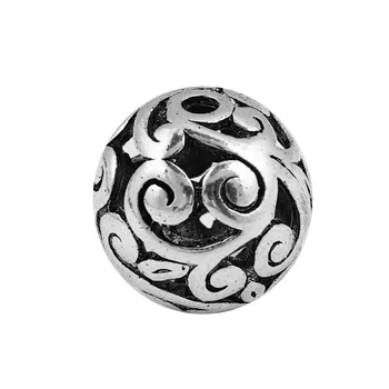 

DoreenBeads Zinc Based Alloy silver color Spacer Beads Round DIY Components About 14mm( 4/8") Dia, Hole: Approx 1.9mm, 3 PCs