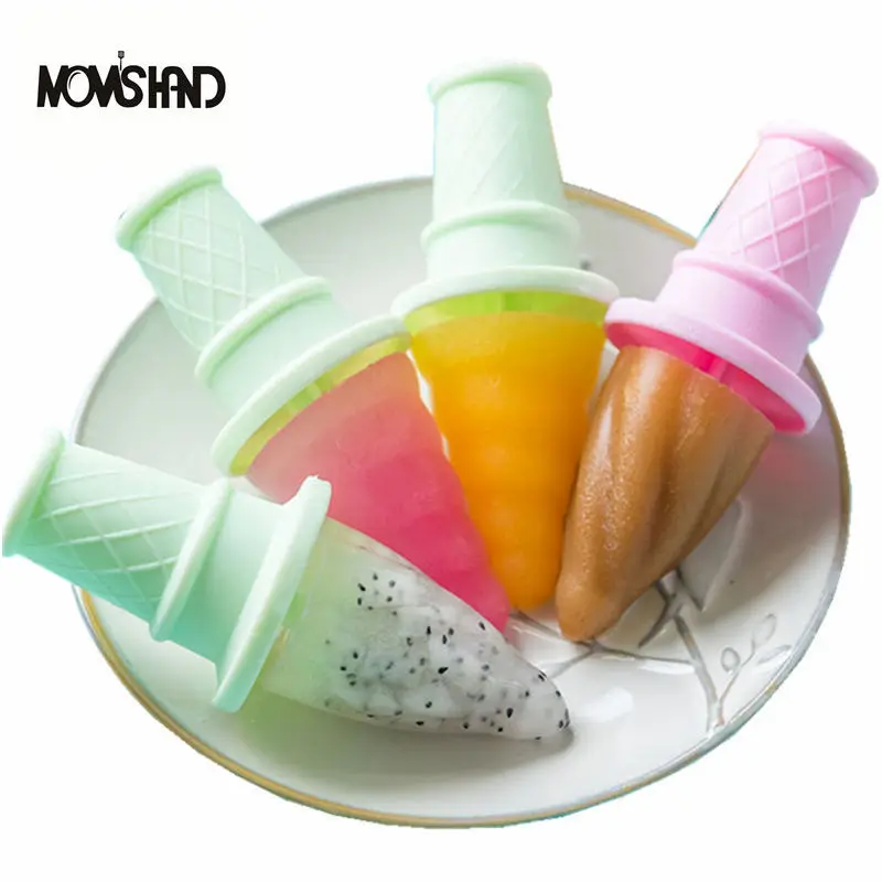 

MOM'S HAND 4Pcs Ice Cream Popsicle Molds Cooking Tools Reusable DIY Frozen Ice Cream Pop Moulds