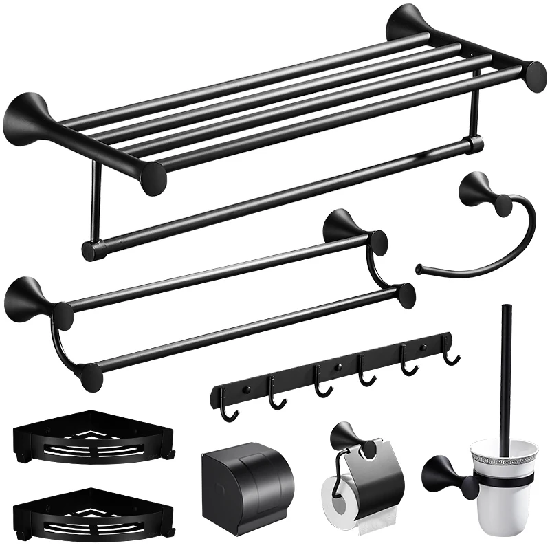 

Custom Nordic grit black towel rack 304 stainless steel bathroom hanger bathroom towel rack bathroom hanger suit 60cm