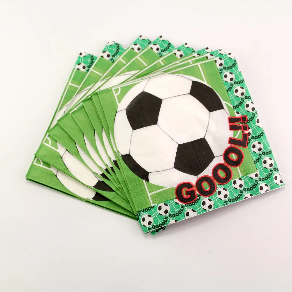 20PCS Football Soccer print Napkin Children Party decorations Happy