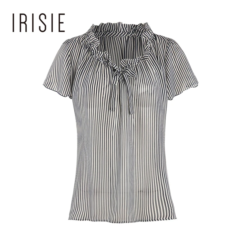 Irise Топы Blusas Mujer De Moda 2018 летняя рубашка элегантный полоса рюшами Узелок бантом