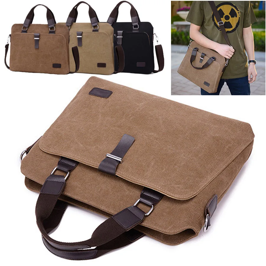 Универсальная сумка для ноутбука, мужской холщовый портфель, Офисная дорожная сумка через плечо, Портативная сумка для ноутбука, вместительная сумка