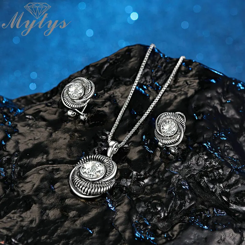 Модные модные Ювелирные наборы Mytys винт круглый кулон ожерелье серьги для женщин