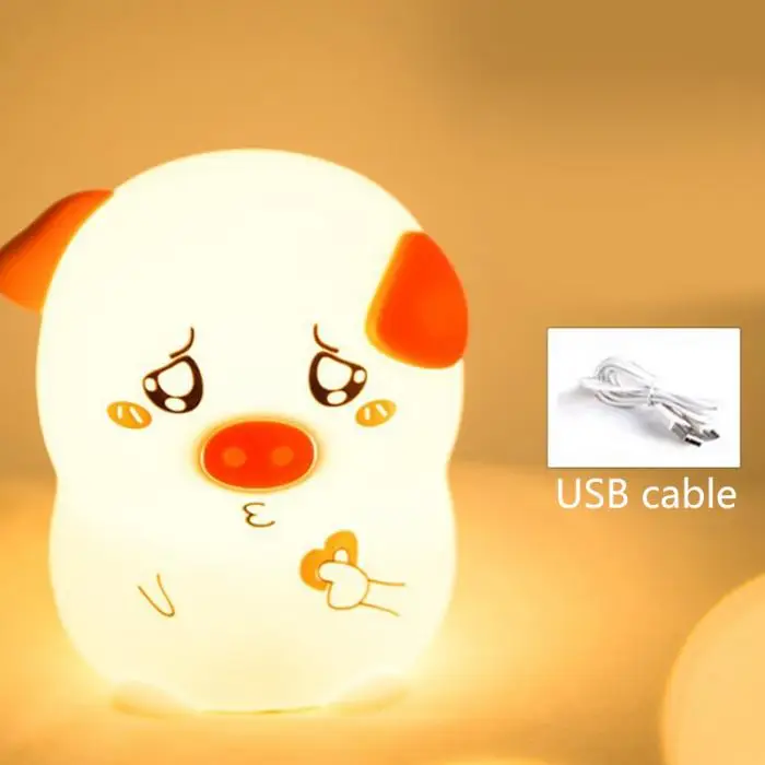 NEWKBO Cartoon Piggy Silicone Night Light USB Charging Patter Light Baby Bedroom Decorative Lamp for kids household