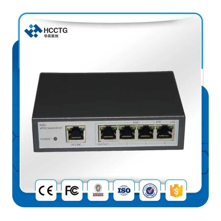 Профессиональный 1 + 4 Порты и разъёмы 10/100 Мбит/с коммутатор питания через Ethernet для видео наблюдения HCC-204EP-E