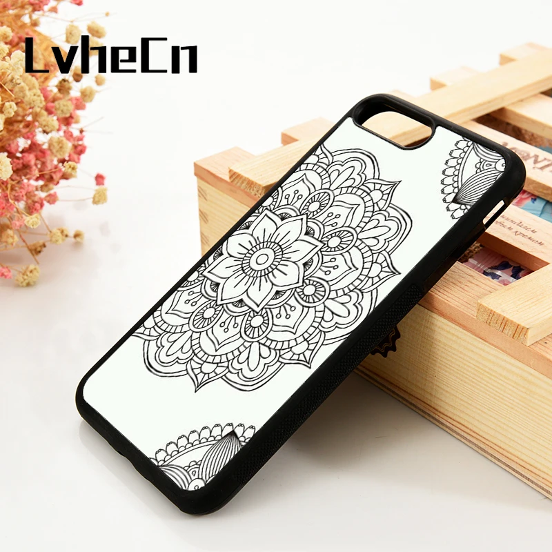 

LvheCn 5 5S SE 6 6S Phone Cover Cases For iPhone 7 8 PLUS X Xs Max XR Soft Silicone Rubber Mandela Stunning