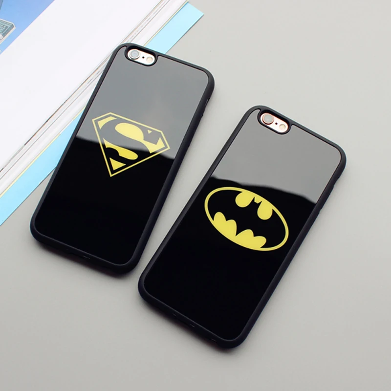 JAMULAR Mirror Superman Batman Case For iPhone 7 Plus 6 6s 8 Plus X Cases Back Cover For iPhone 6S 5 5S SE Covers Fundas Coque