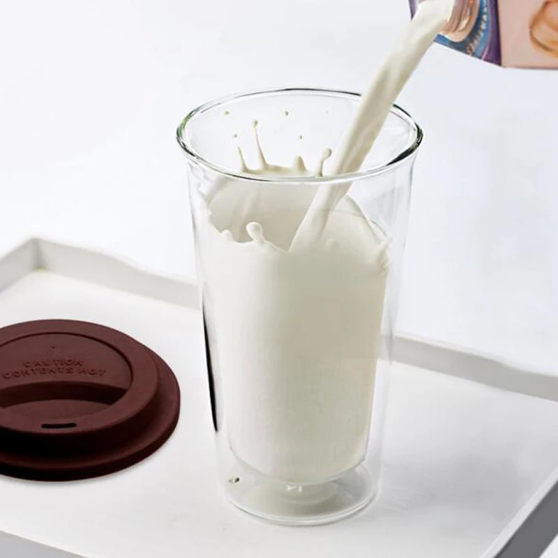 Food grade silicone Lid Double glass