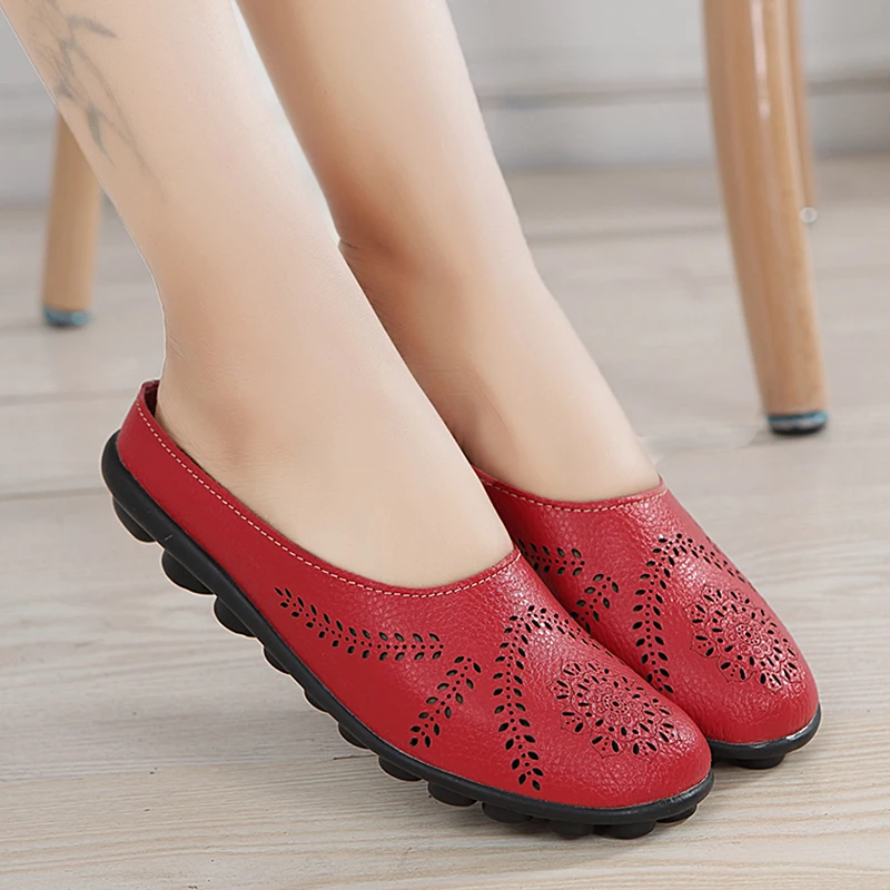 

2019 Women Flats Loafers Spring Summer Women Shoes With Genuine Leather Chaussures Femme Slip On Women Flat Whiet Multicolor