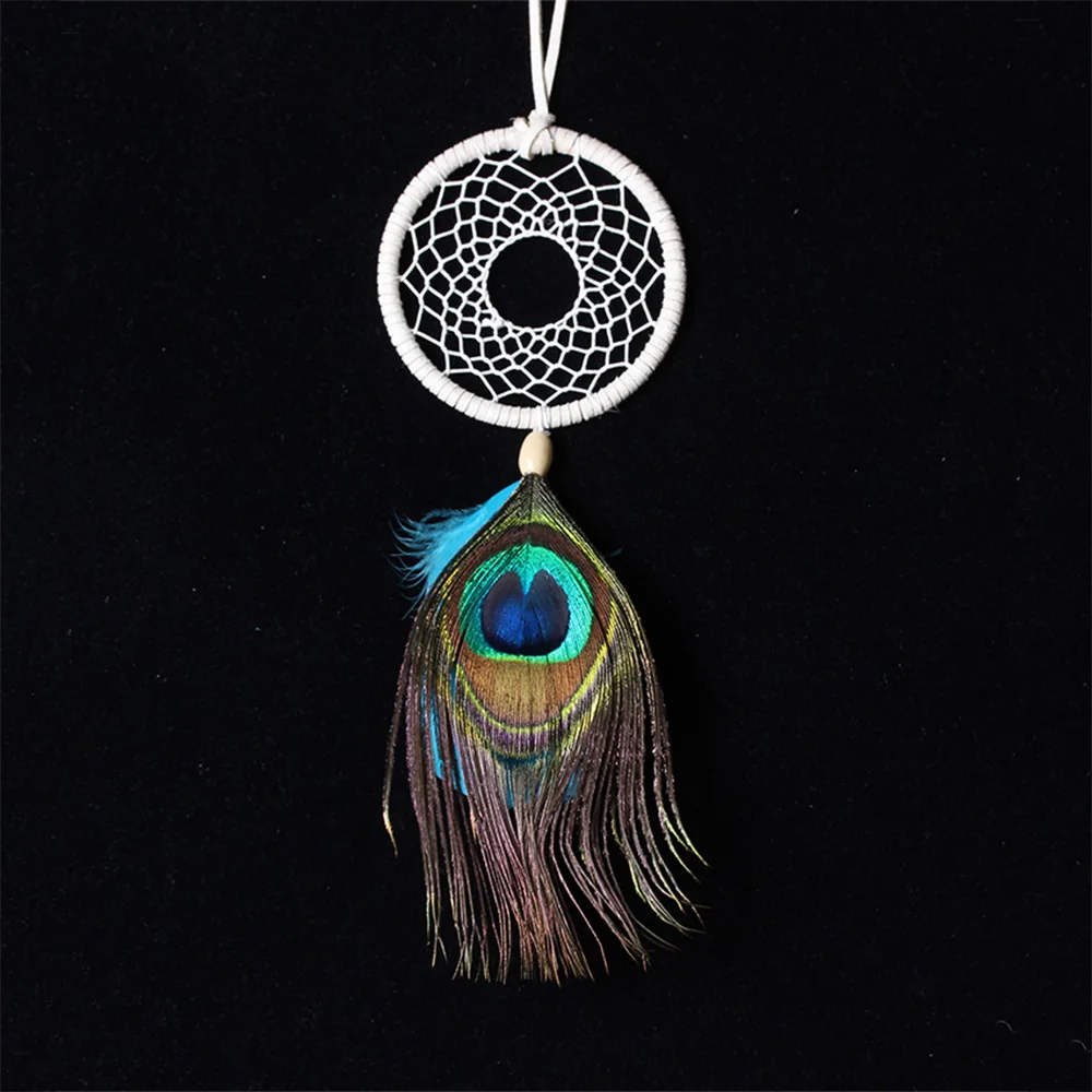 Handmade Silver Dreamcatcher Feather Beads for Home Wall Car Hanging Decor