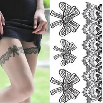 

1Set/Lot New Temporary Tattoo Fake Leg Portion Sexy Stockings Lace Waterproof Tattoo Stickers Body Art