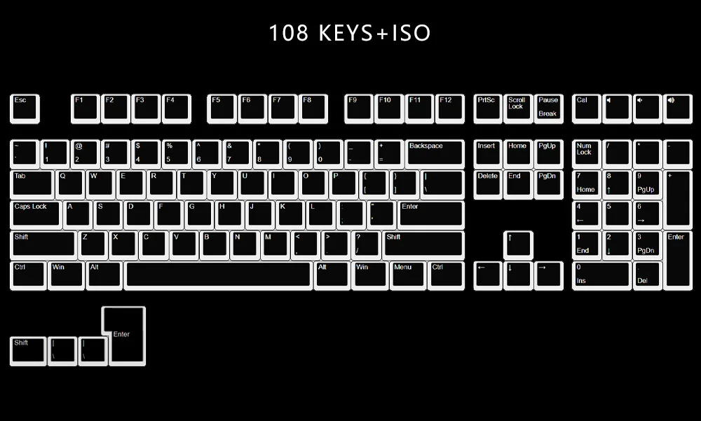 Kbdfans108 PBT двойной удар блеск через ANSI ISO OEM профиль пудинг набор ключей для MX механическая клавиатура