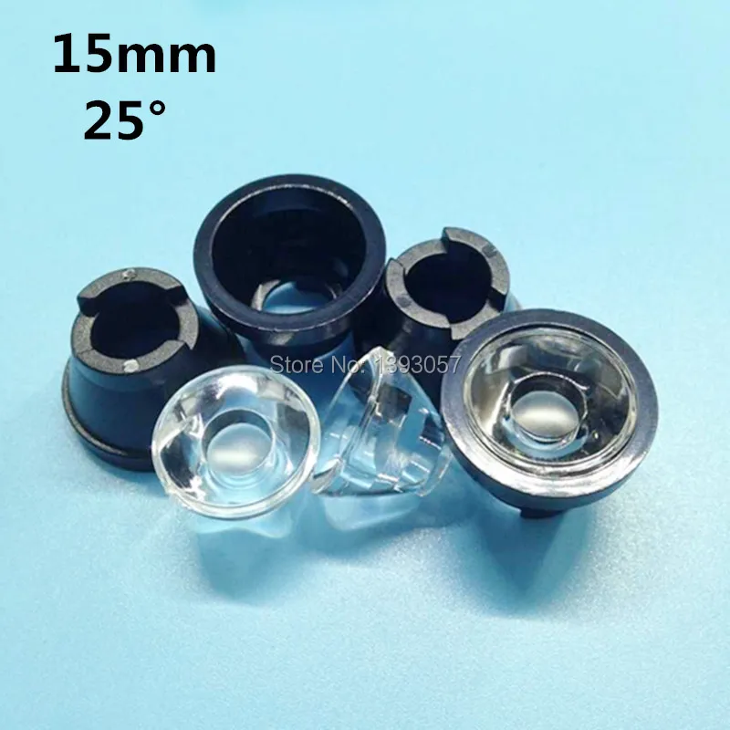 100set/lot, LED lens 15mm concave lenses 25 degrees with holder set