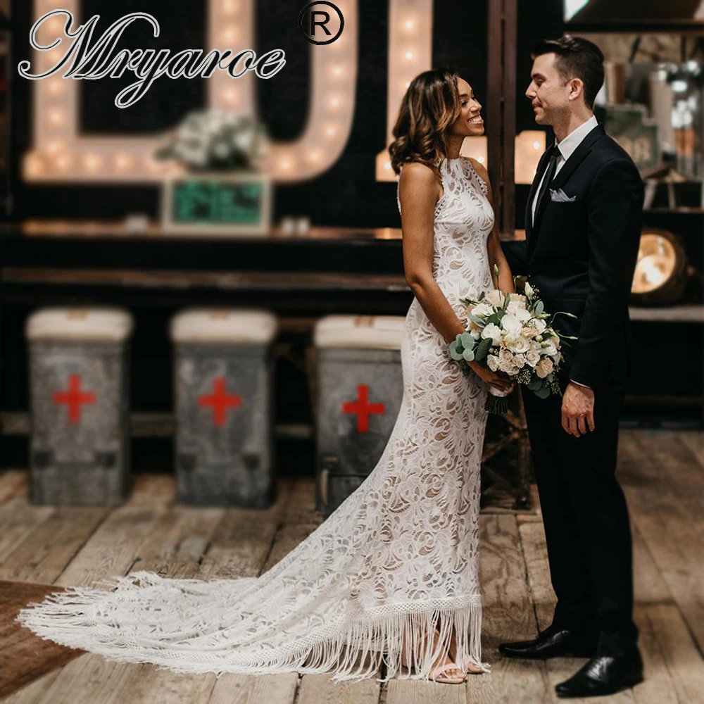 Mryarce 2019 эксклюзивное эластичное кружевное богемное свадебное платье бохо хиппи с