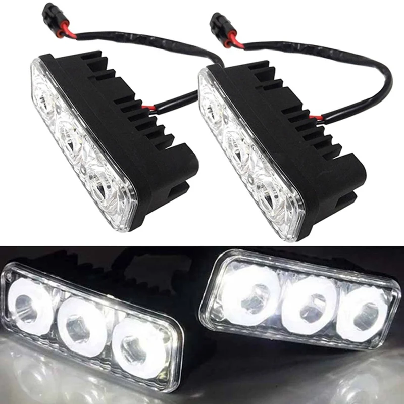 

2Pcs Universal Waterproof Car High Power Aluminum LED Daytime Running Lights with Lens DC 12V Super White 6000K DRL Fog Lamps