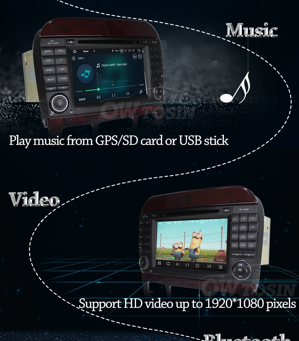 Cheap Owtosin Car Radio Multimedia Video Player Navigation GPS Android 9.0 For Mercedes-Benz S-Klasse W220 S280 S320 S500 S600 S65AMG 5
