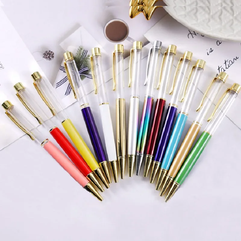 100Pcs Empty Tube Metal Ballpoint Pen High Grade Diamond Write Pen With no Gold Foil Oil Ball Pens Birthday Valentine's Day Gift titanium foil 0 01mm 0 03mm 0 05mm 0 1mm 0 2mm 0 3mm grade 1 gr1