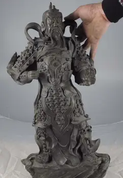 

free shipping 22 China Old Copper Bronze army general Guan Gong GuanYu Warrior God Art Statue