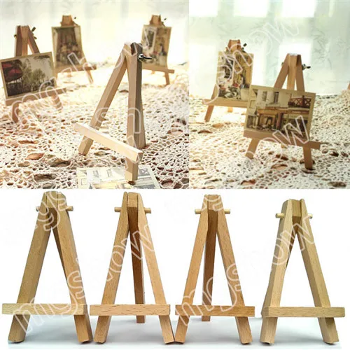 10Pcs/Lot Mini Display Miniature Wooden Easel Wedding Table Number Place Name Card Stand 8*15cm