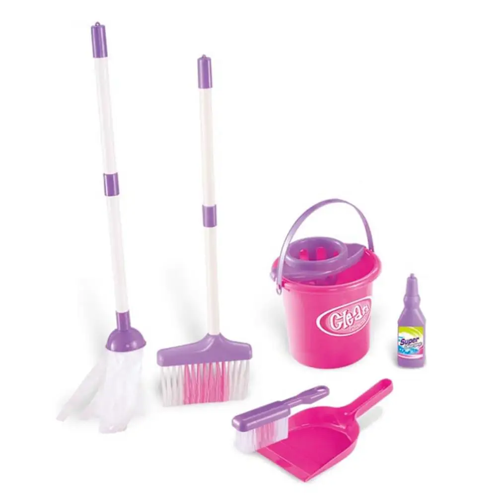 Pretend Mopping Bucket Toy Simulation Mini Cleaning Tool Playhouse Broom Mopping Bucket Toy Set For Children