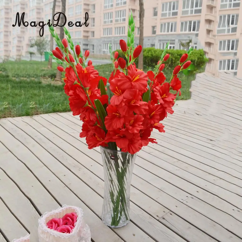

MagiDeal Realistic 1Pc Artificial Simulation Gladiolus Flower Stem Wedding Bouquet / Posy Table Arrangement Home Decor 8 Colors