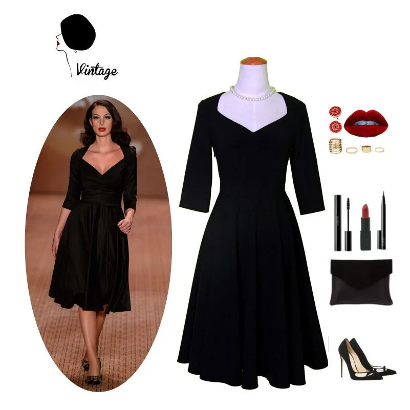 Vintage 50s Black Dress