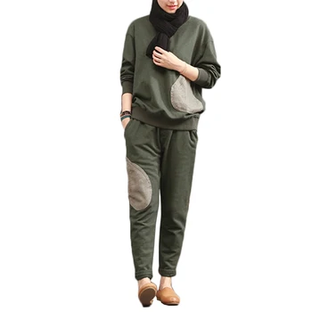 

Large size Sporting Two Piece Sets 2020 Autumn Winter New Sportswear Suit sets Women Thicken Warm Sports Sets Loose Casual Set