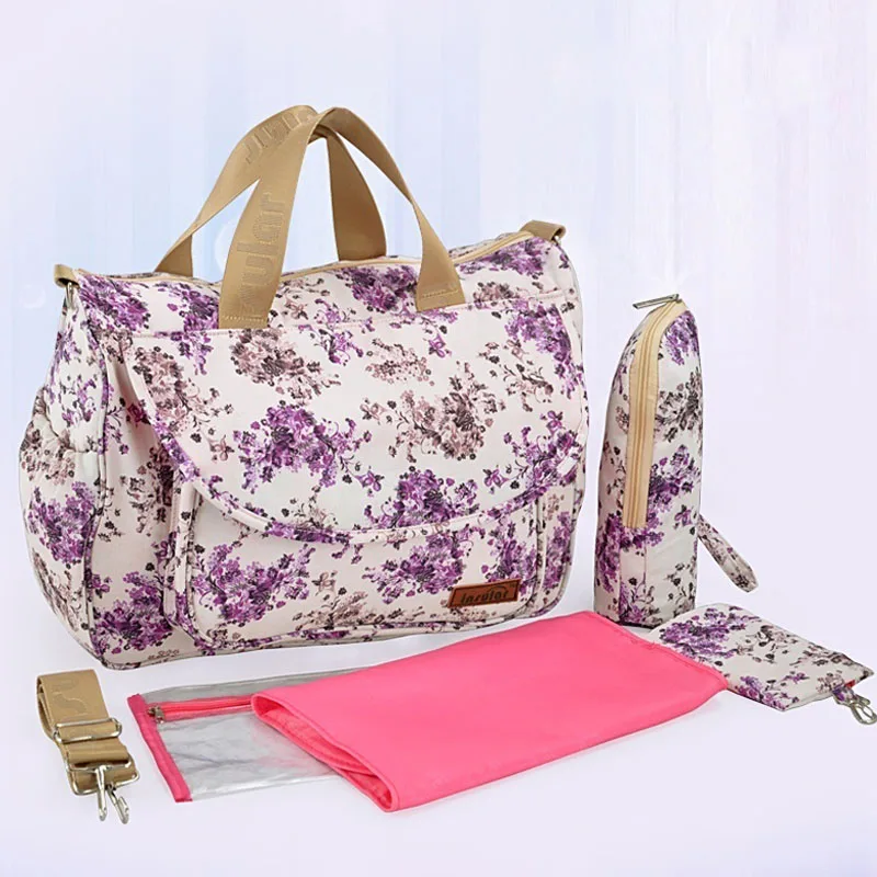 Новый многофункциональный сумка для подгузников Сумка Набор для ухода за новорожденным материнская сумка для подгузников Цветочный стиль