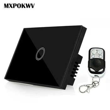 

US Standard Home Hotel Remote Control Switch RF 433mhz Touch Glass Screen Panel Light Switch 1 Gang 1way AC110-240V smart switch