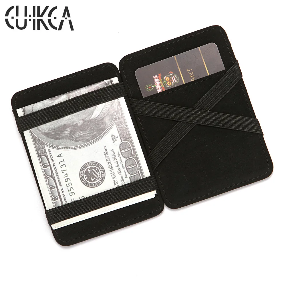 

CUIKCA Magic Wallet Thread Unisex Wallet Purse Magic Money Clip Slim Leather Wallet Business ID Credit Card Case