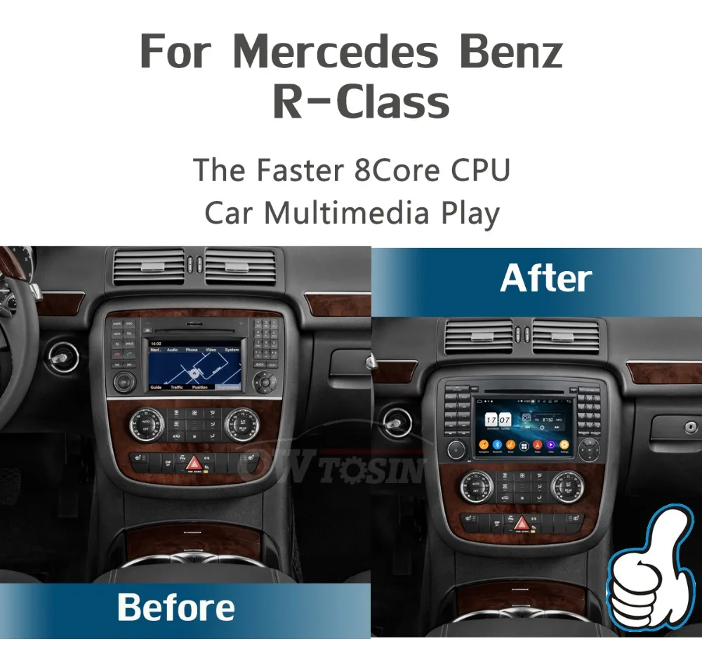 Clearance 7"IPS 8Core 4G+64G Android 9.0 Car DVD Player For Mercedes Benz R Class W251 W280 W300 W320 W350 GPS Radio DSP Parrot BT CarPlay 2