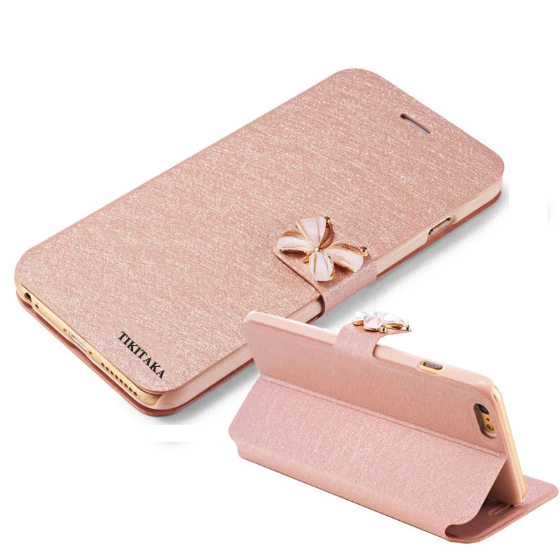 Кожаный чехол-бумажник Tikitaka с бантом и бабочкой для iPhone XS, 8, 7, 6, 6s Plus, флип-чехол с кристаллами и бриллиантами, s, чехол для iPhone 5 5S se