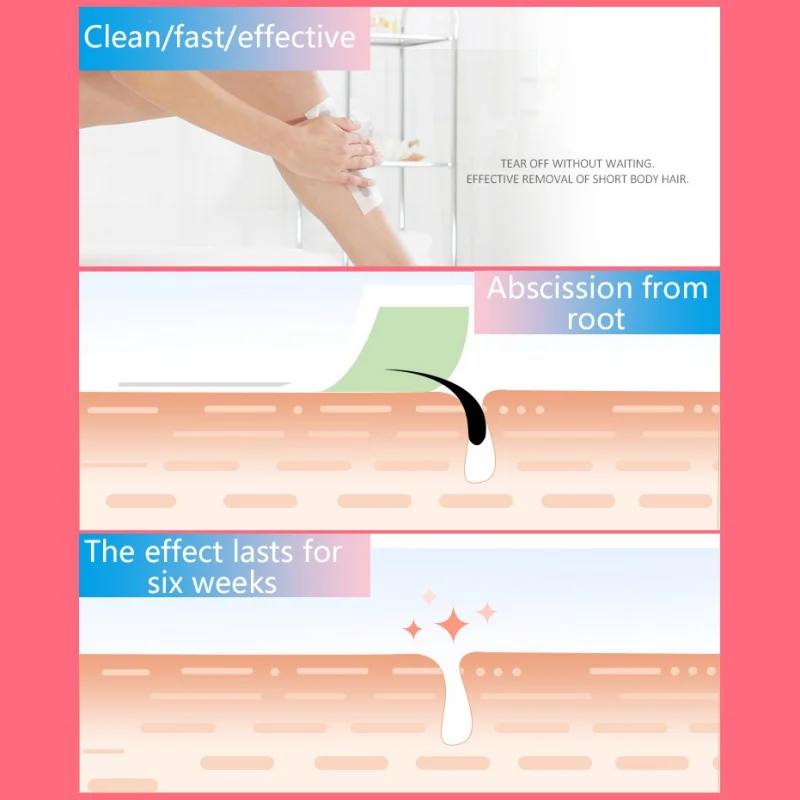 Удаление волос воском Бумага быстрее безболезненно удалить волосы депиляции Двусторонняя нетканые воск Бумага Восковая полоска