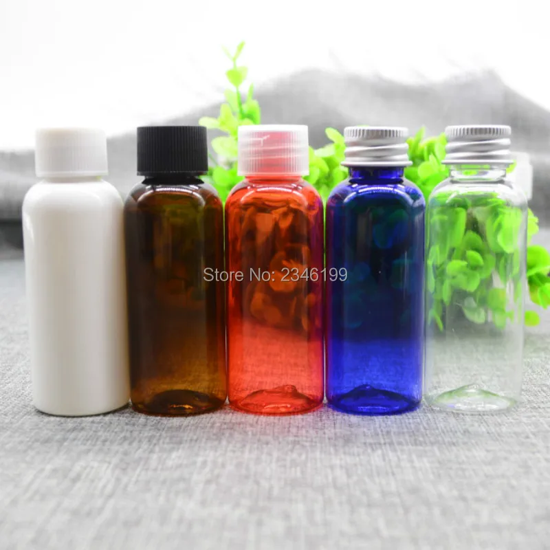 Empty Plastic Bottle 50ml Rotating Cover Transparent Capping Bottle Black Cover Blue Bottle 50ml Plastic Cosmetic Container (4)