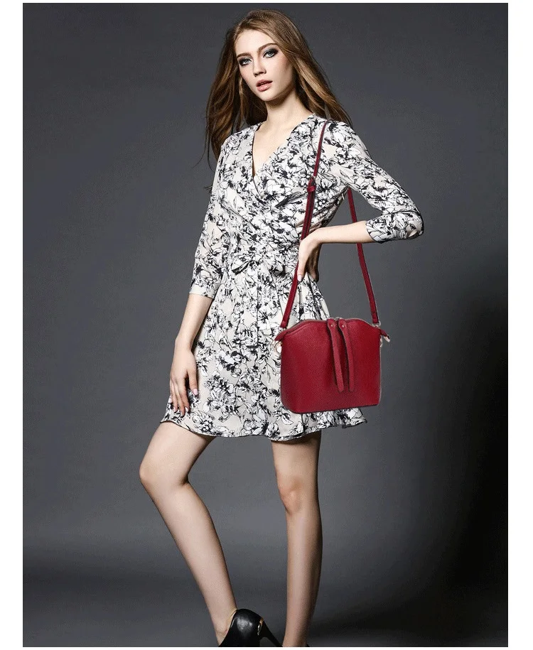 MJ Bag Ladies Genuine Leather Messenger Bag Female Real Leather Cowhide Shell Bags Womens Crossbody Shoulder Bags Solid Small (7)