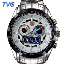TVG Sport hommes en acier plein Quartz militaire Montre city Hunter LED Pointeur 50AM Étanche hommes montre-bracelet